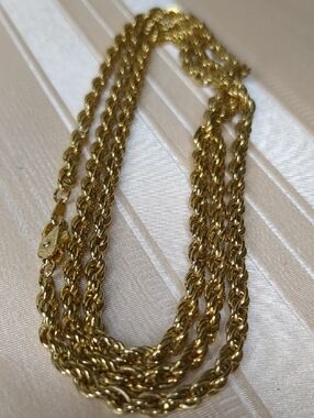 Gold Rope Chain Necklace Long 30" Chunky Bold Old Money